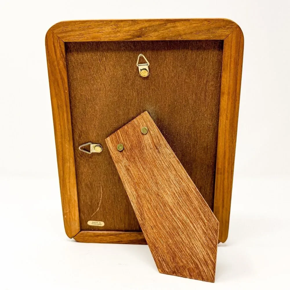 Vintage Teak Wood Picture Frame 5x7 Rounded Corners Mid Century Modern MCM